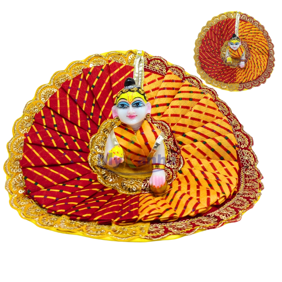 Bhandhej Print dual color dress for Laddu Gopal JI