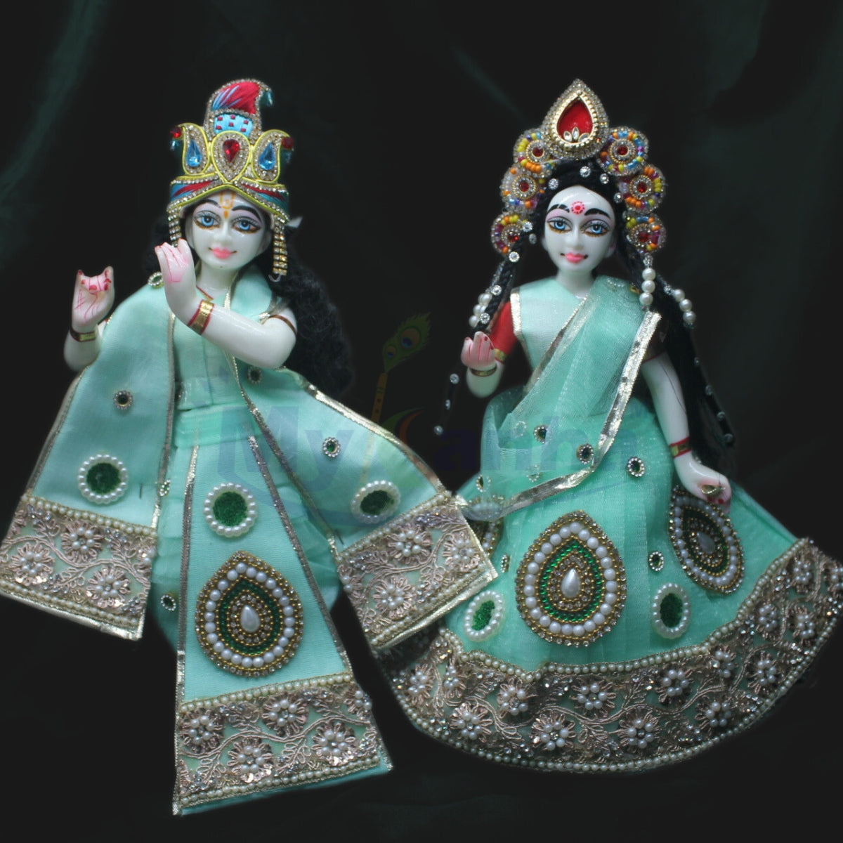 Designer RK Set – Pastel Green with Pearl & Zari Embroidery