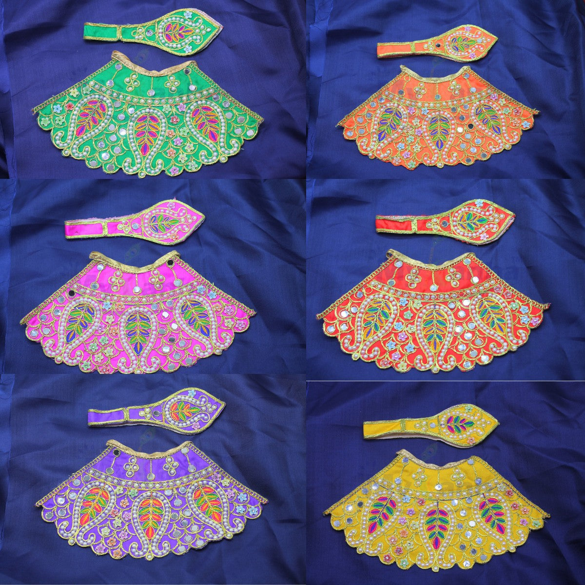 Leaf pattern moti decorated lehenga patka for Mata Rani