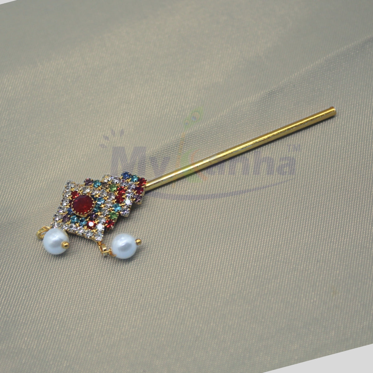Latkan beads decorated flute for idols (3 inches)