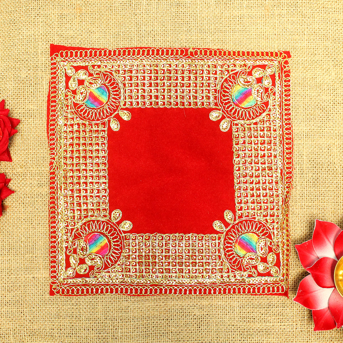 Heavy border decorated square shape aasan