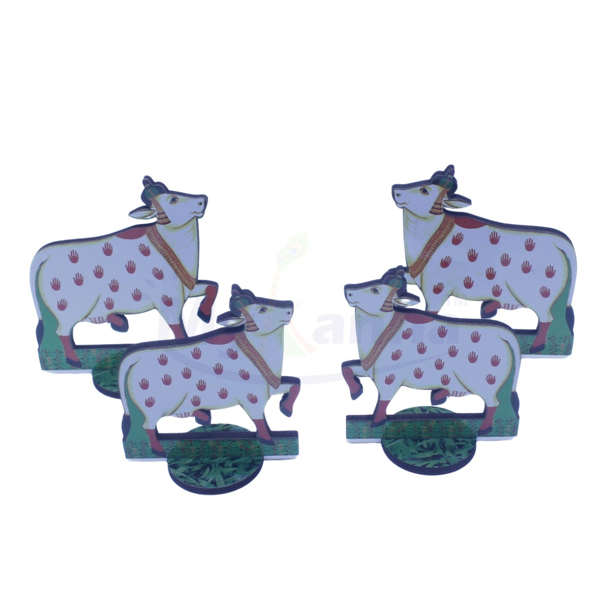 MDF Wooden fine quality Cow Set for janmashtami decoration (4 Pcs)