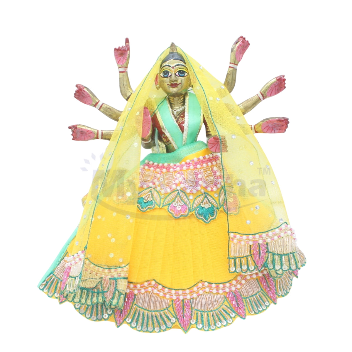 Zari work yellow heavy designer Lehenga patka for Mata Rani