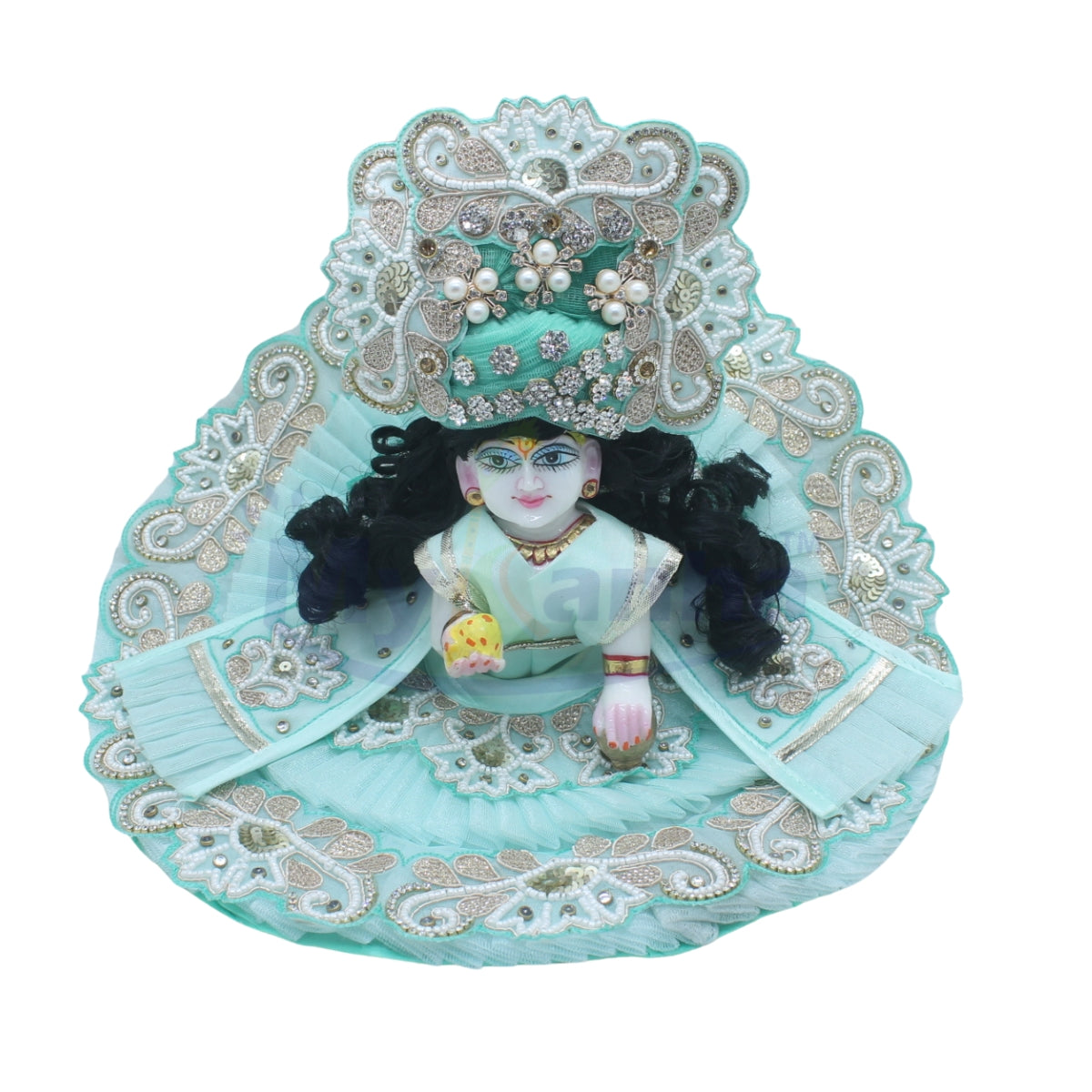 Mint Green janmashtami special heavy zari dress for Laddu Gopal Ji