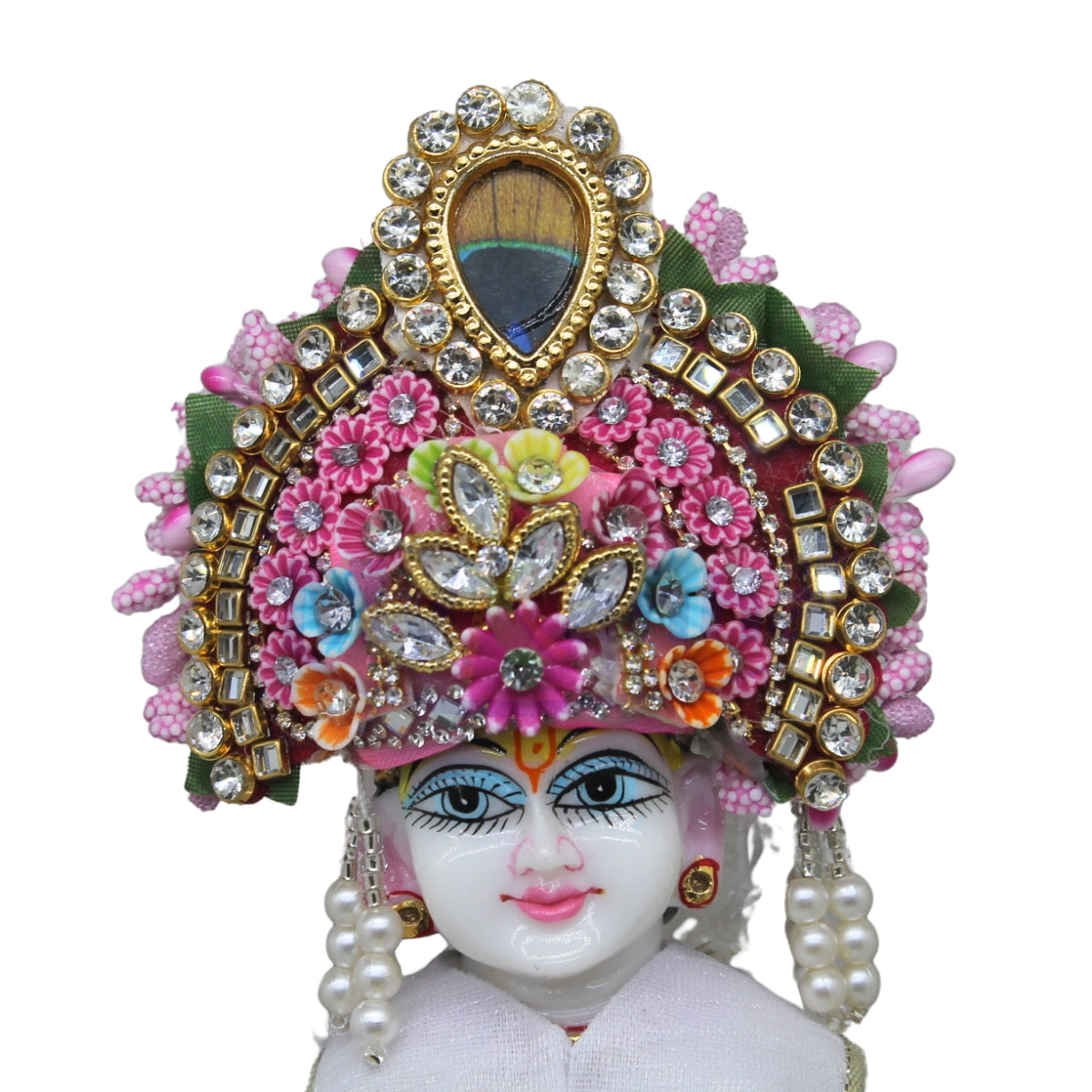 Pink Floral Designer Pagdi with Stone Work for Laddu Gopal Ji