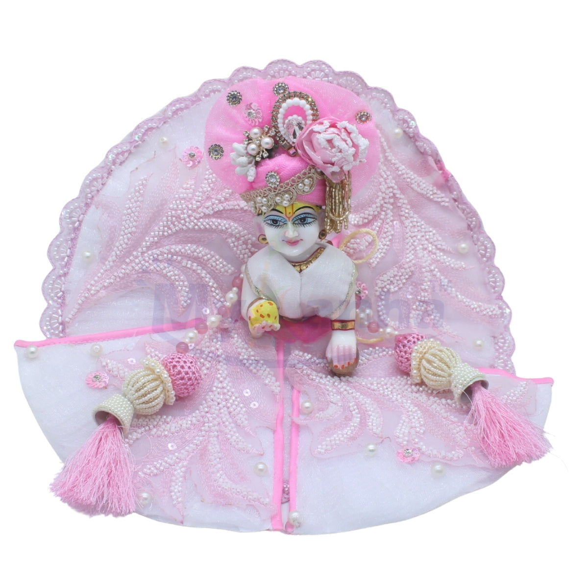 Handwork net designer pink color dress for Laddu Gopal ji