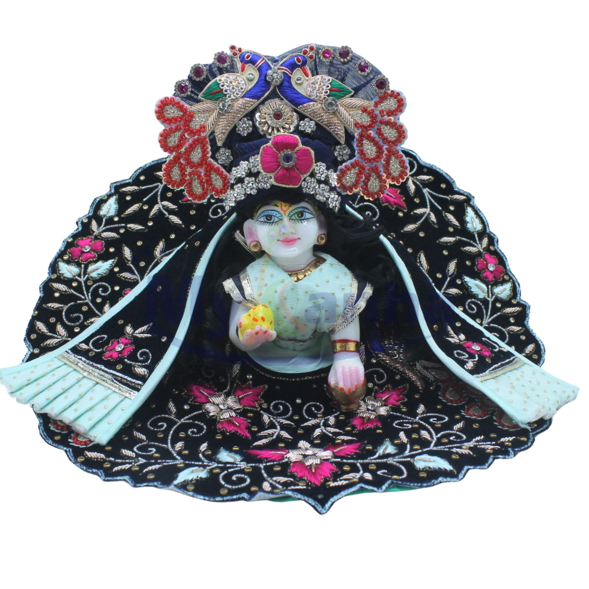 Navy blue Embroidered & Peacock design heavy janmashtami poshak for Laddu Gopal ji