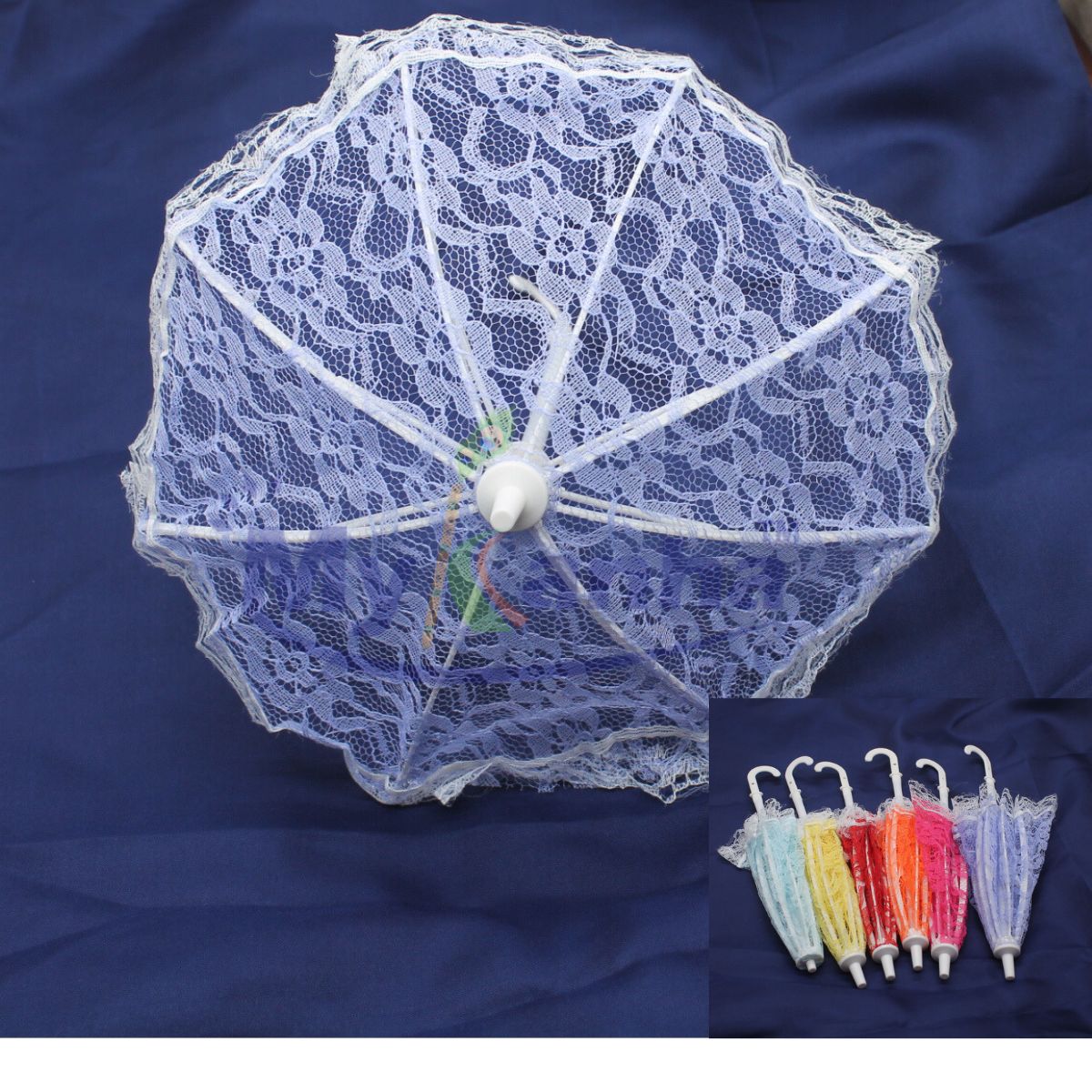 Mini Lace decorated Umbrella for Decoration (Random Color)