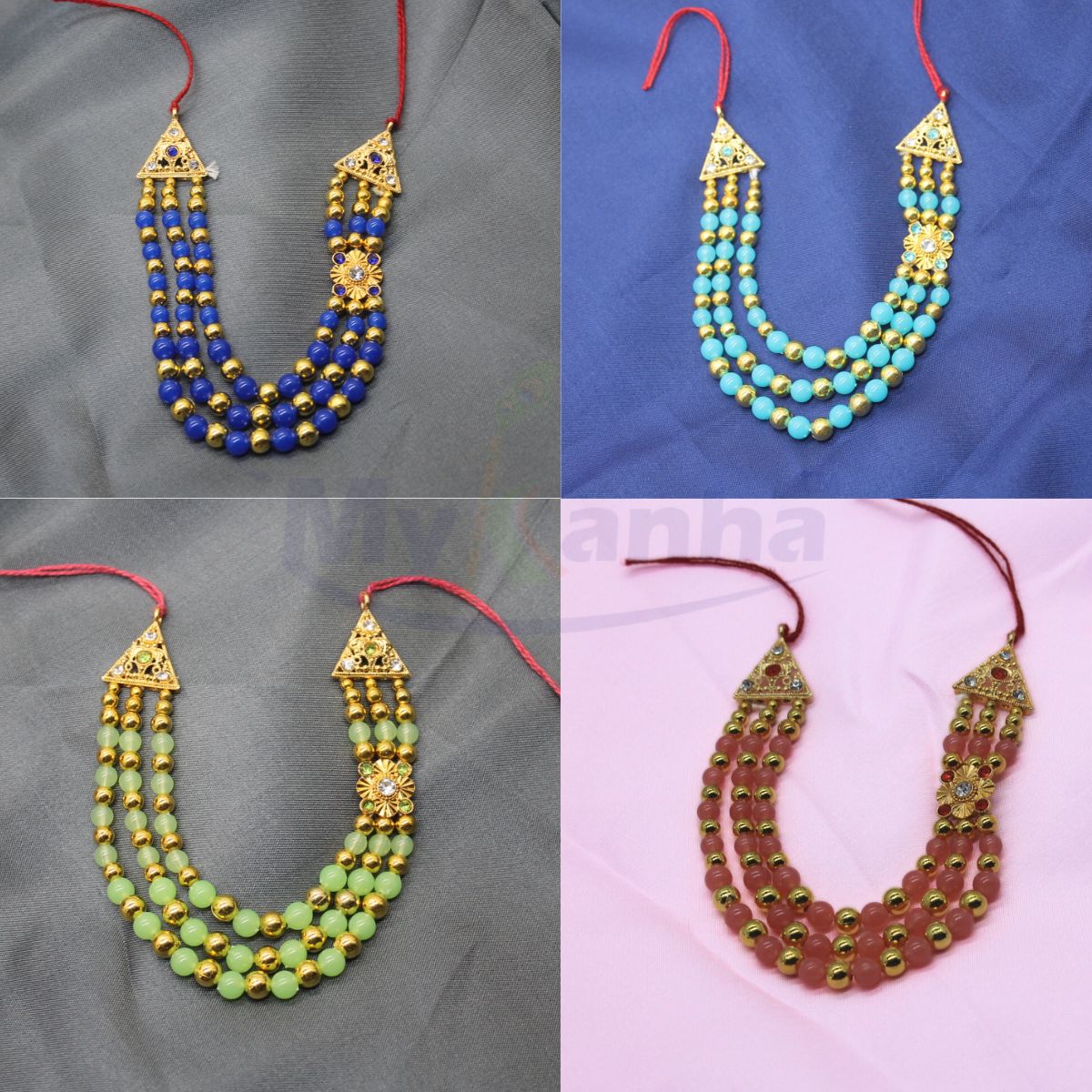 Color Beaded Triple Layer Haar for idols ( 4 inches)