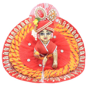 Frill and Churni print base designer poshak for Laddu Gopal Ji