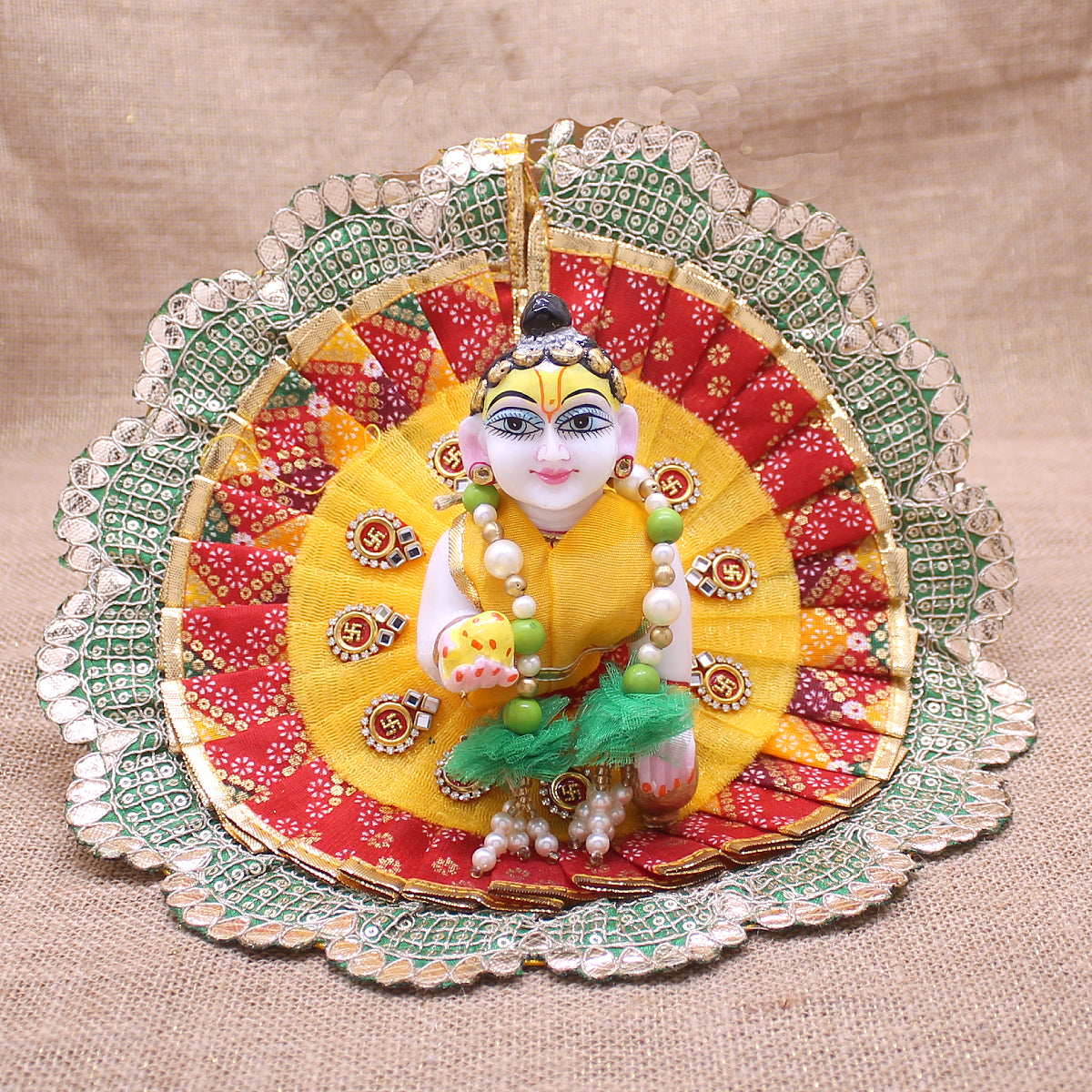 Heavy lace decorated festive special dress for Laddu Gopal JI