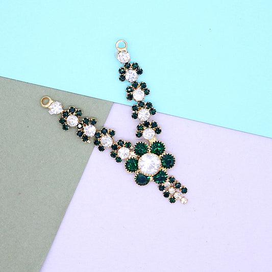 Flower design green stone decorated Haar ( 2 Inches )