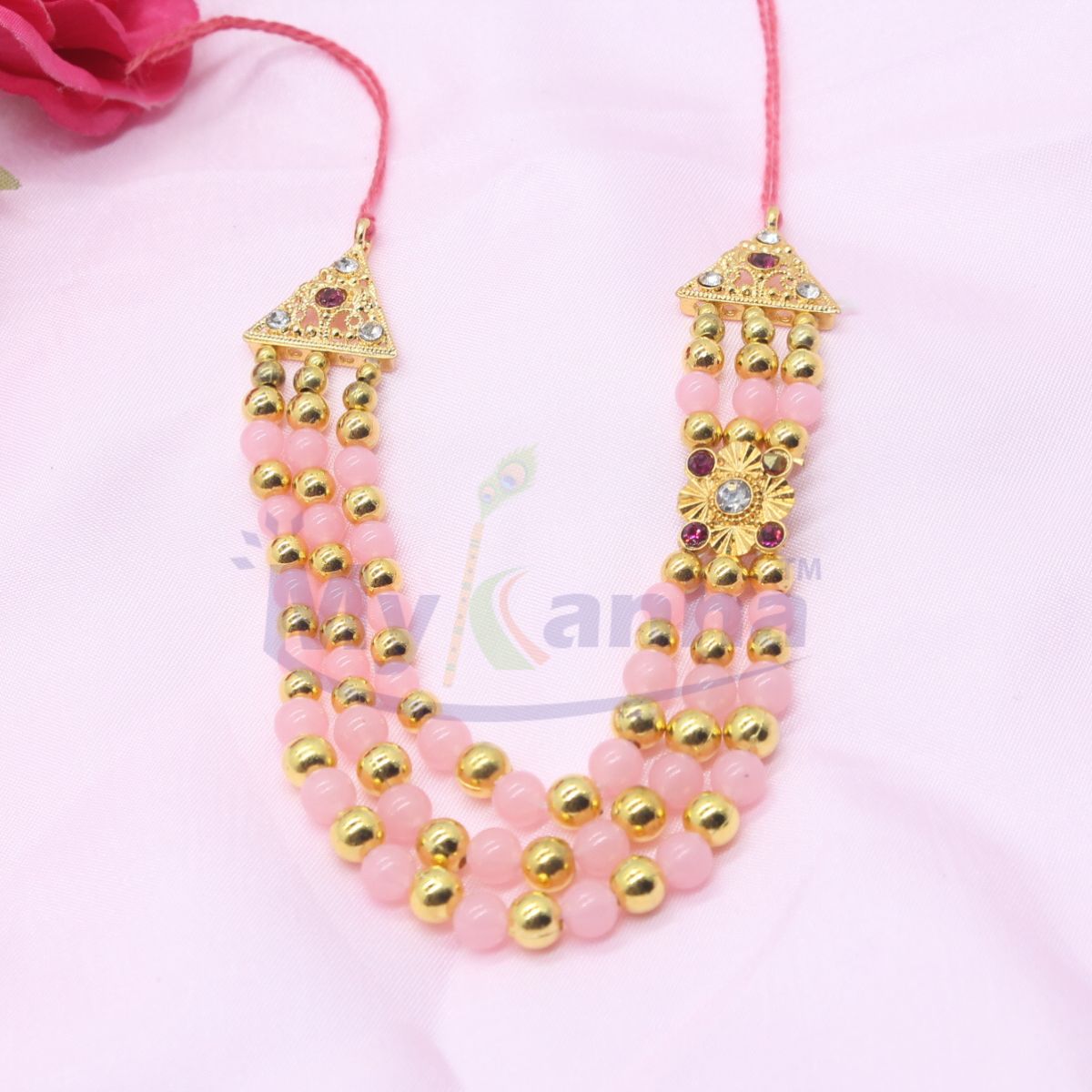 Color Beaded Triple Layer Haar for idols ( 4 inches)