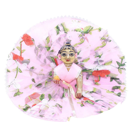 Pink flower design frill dress for Laddu Gopal Ji