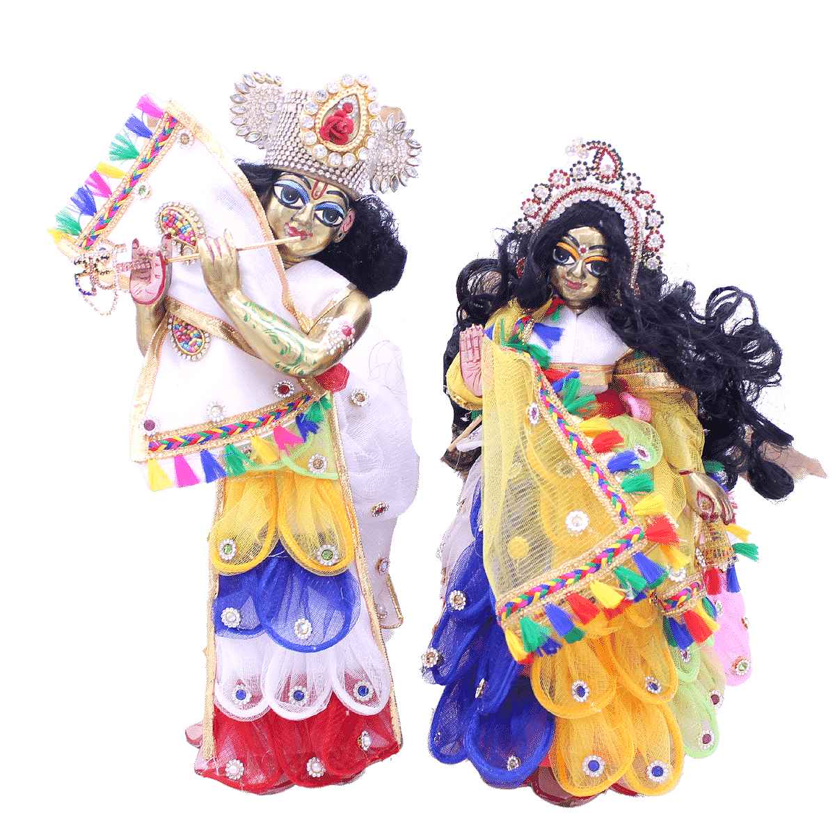 7 inch Murti / 4 inch Dress Length) Janmashtami Special Radha Krishna Dress  (Pack of 2) | 1 No Dress
