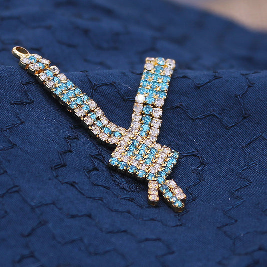 Sky Blue Stone Decorated Haar for Idols ( 2 Inches )