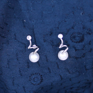 White bead decorated earrings for Idols