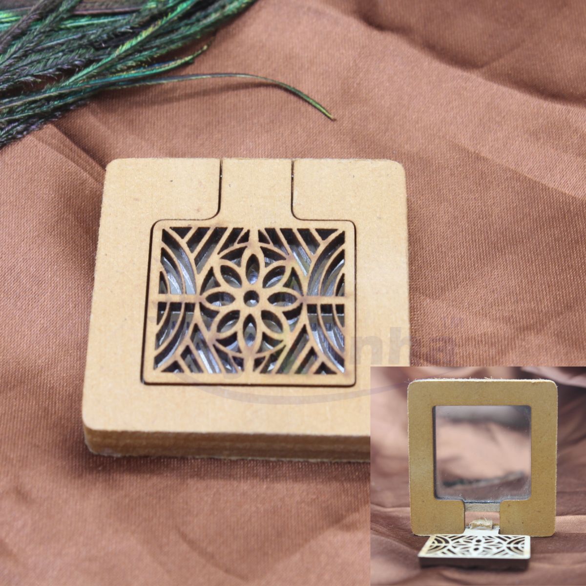 Wooden Folding Decorative Mirror for Laddu Gopal Ji