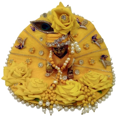Yellow Flower Decorated Heavy Dress For Laddu Gopal