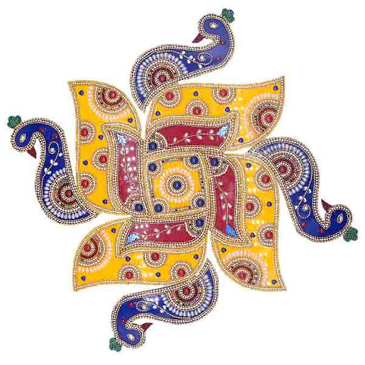 Peacock Design Handmade Decorated Rangoli (13 Piece)