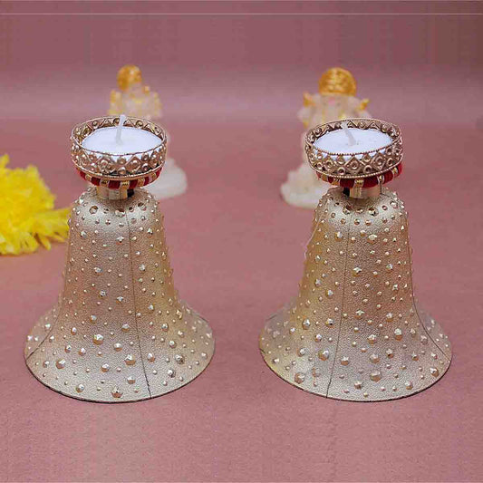 Golden Bell design T-Light candle stand  ( Set of 2 )