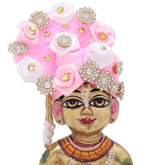 Diamond Stone Decorated Pink Mukut For Laddu Gopal Ji