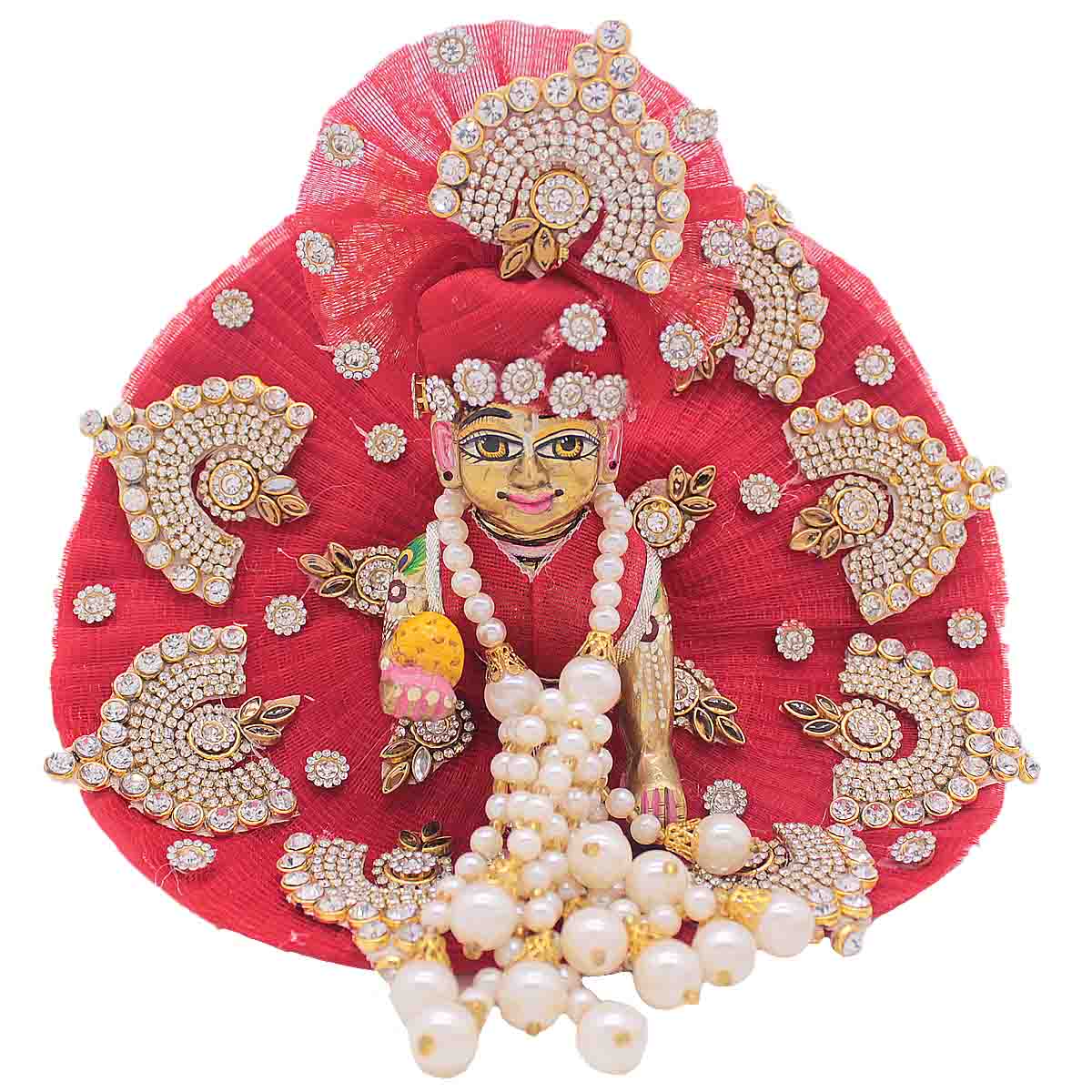 Stone decorated Red Dress For Laddu Gopal ji (Full set)