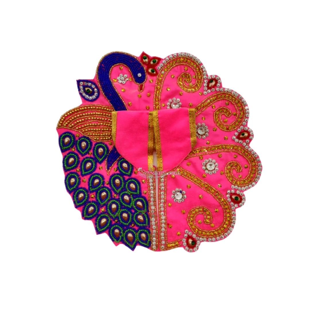 Buy Laddu Gopal Fancy Peacock Feather Design Pink Dress For Laddu Gopal