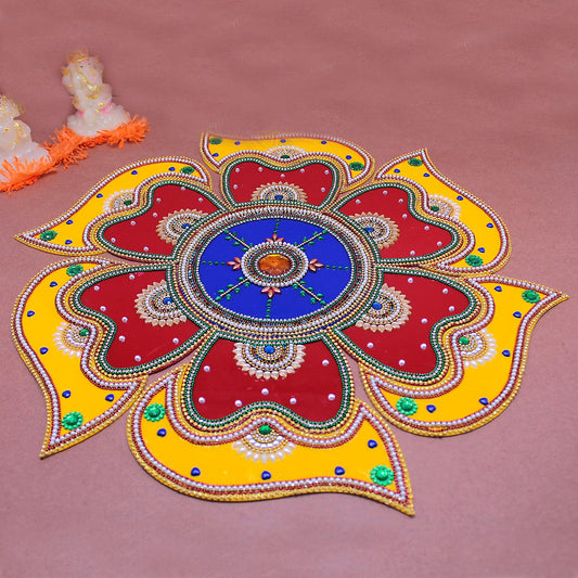 Handmade Flower Decorated Rangoli 13 Pieces Set