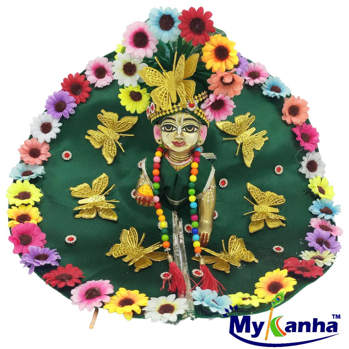 Flower and Butterfly decorated festival dress for Kanha Ji