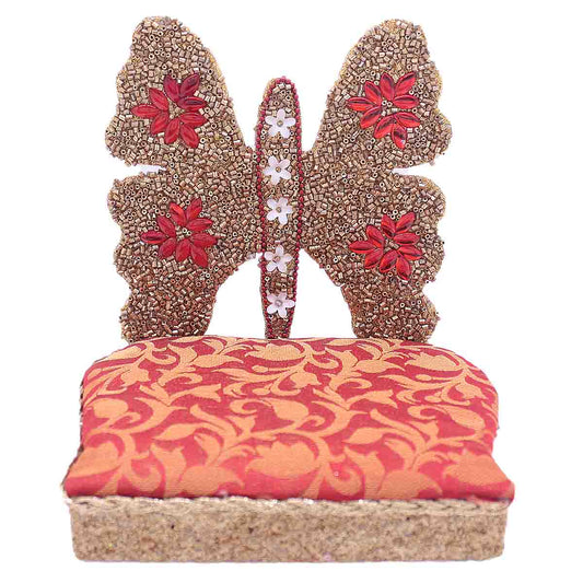 Red Stone Decorated Bed For Laddu Gopal Ji