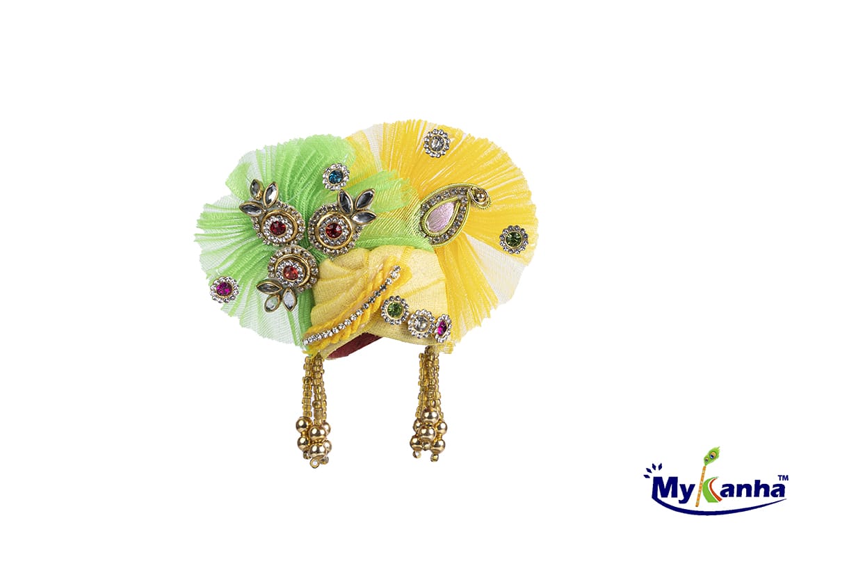 Yellow decorative pagdi for Laddu gopal ji