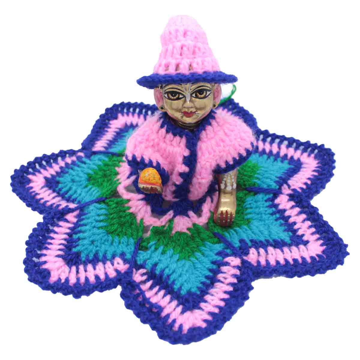 Pink and Blue  Woollen Dress for Laddu Gopal Ji