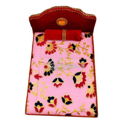 Decorative Wooden Soft Pink Bed for kanha ji