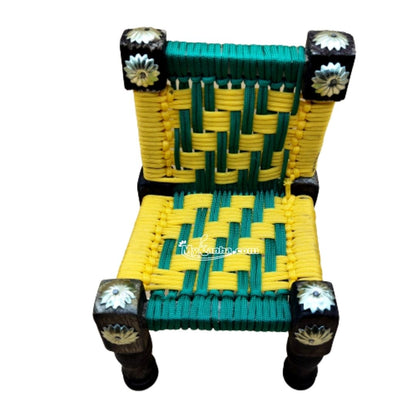Decorative Laddu Gopal Wooden Chair (Yellow & Green)