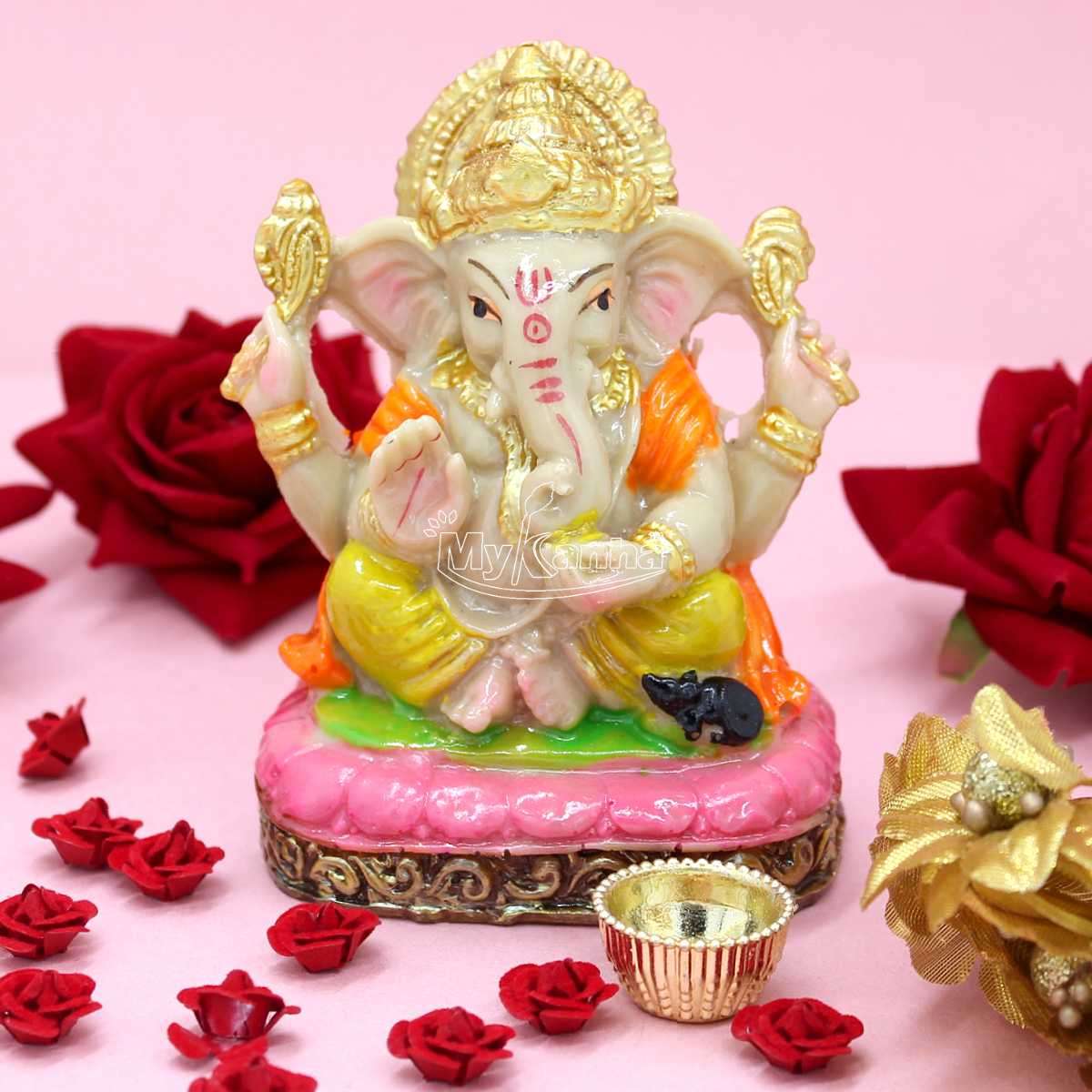 Ganesh ji Murti made of Marble dust (4 Inches)