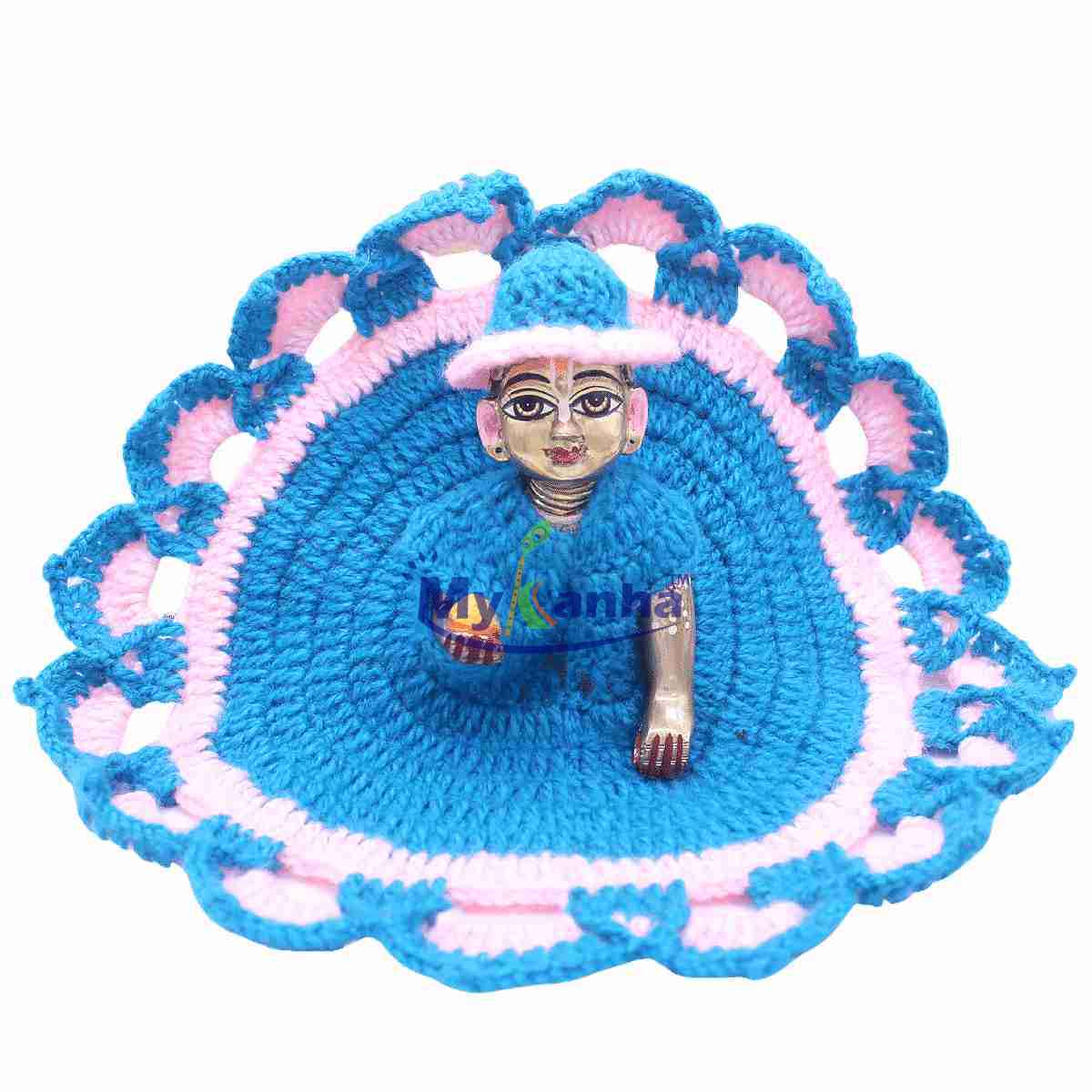 Woollen Dress for Laddu Gopal ji in Sky blue and pink color