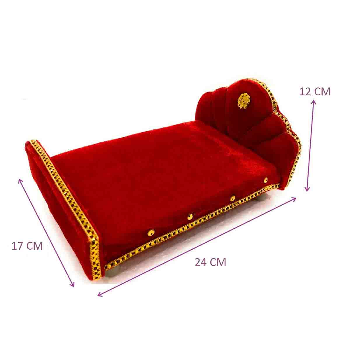 Red Velvet Bed For Laddu Gopal Ji
