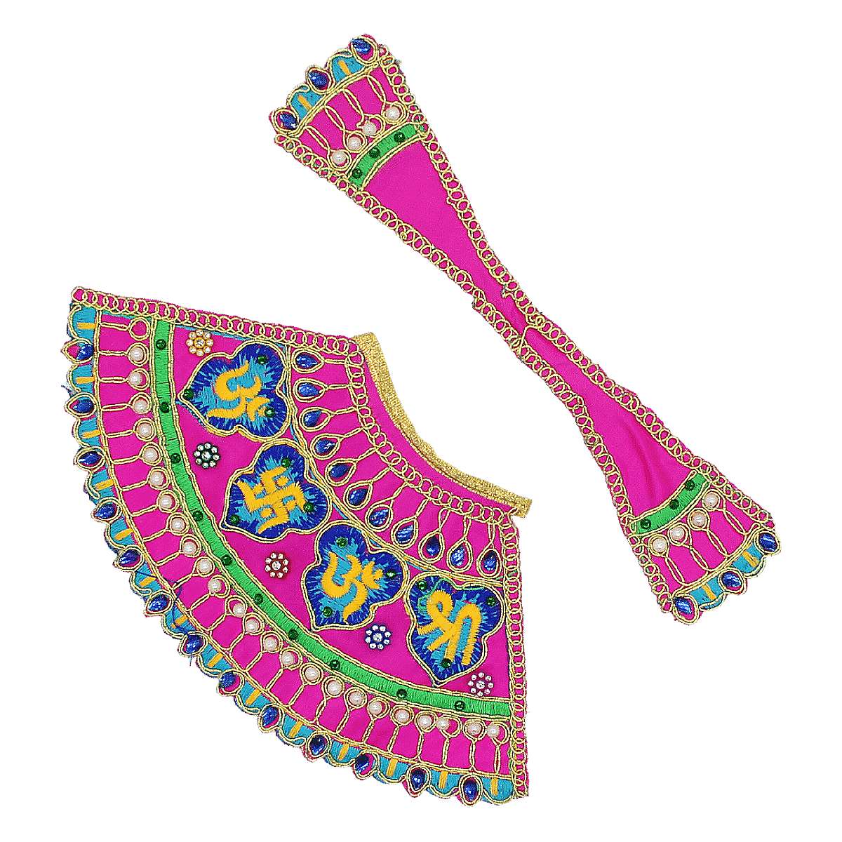 Om & Swastik design Pink lehenga patka for Mata Rani