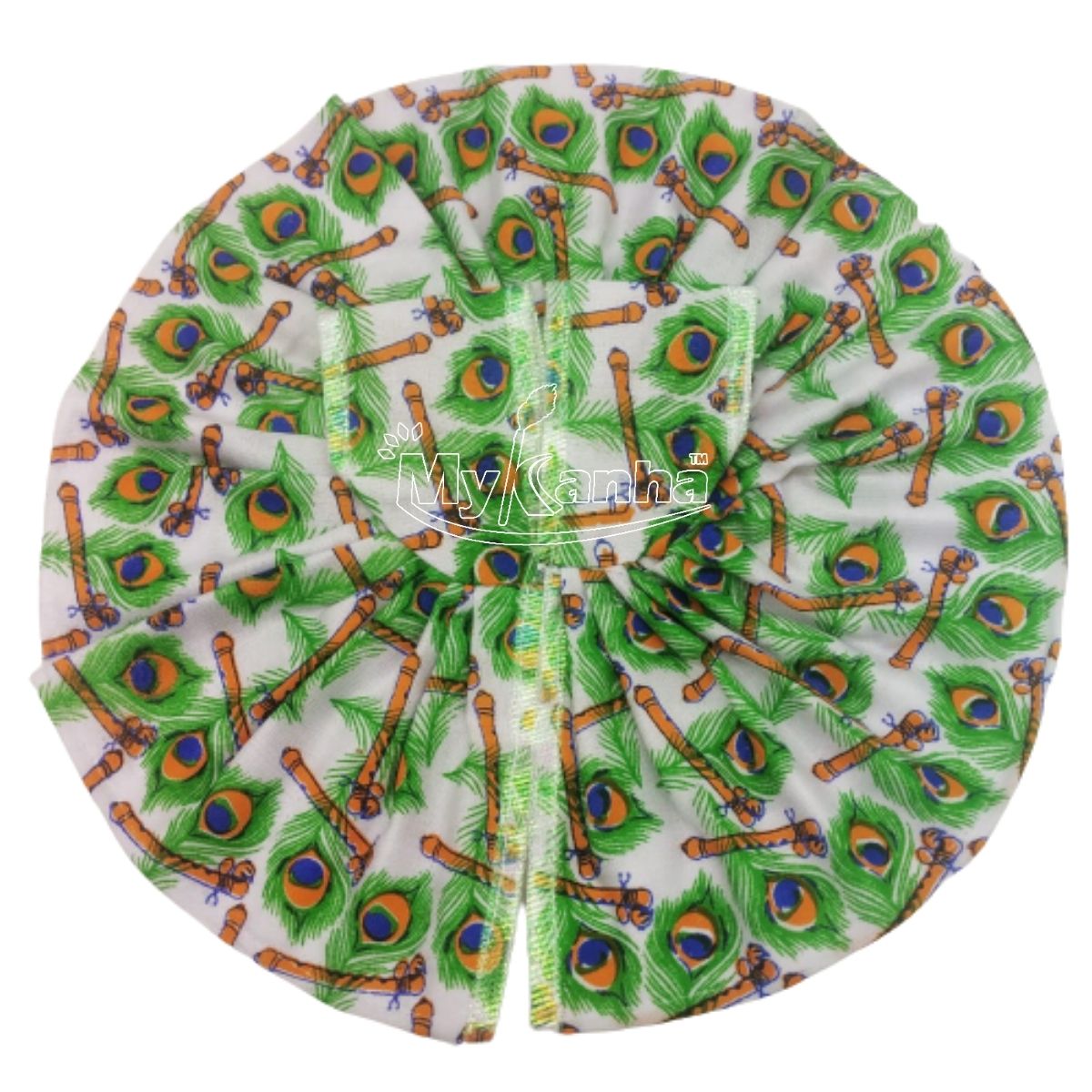 Cotton Flute Printed Green Dress For Laddu Gopal