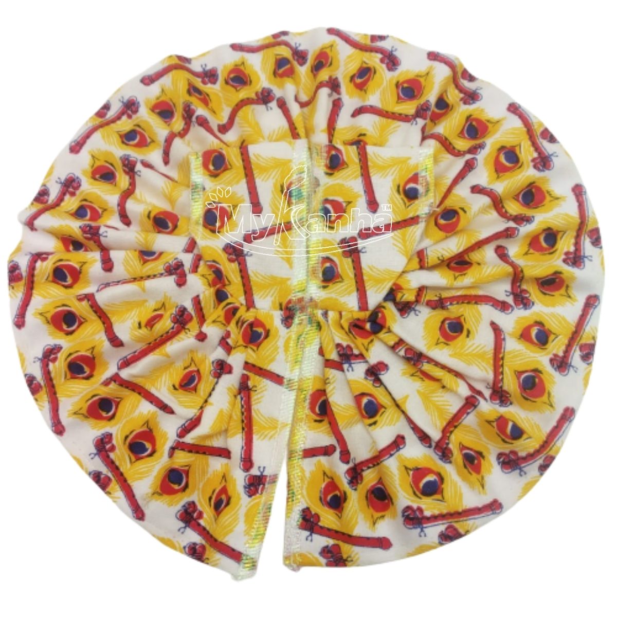 Cotton Flute Printed Yellow Dress For Laddu Gopal