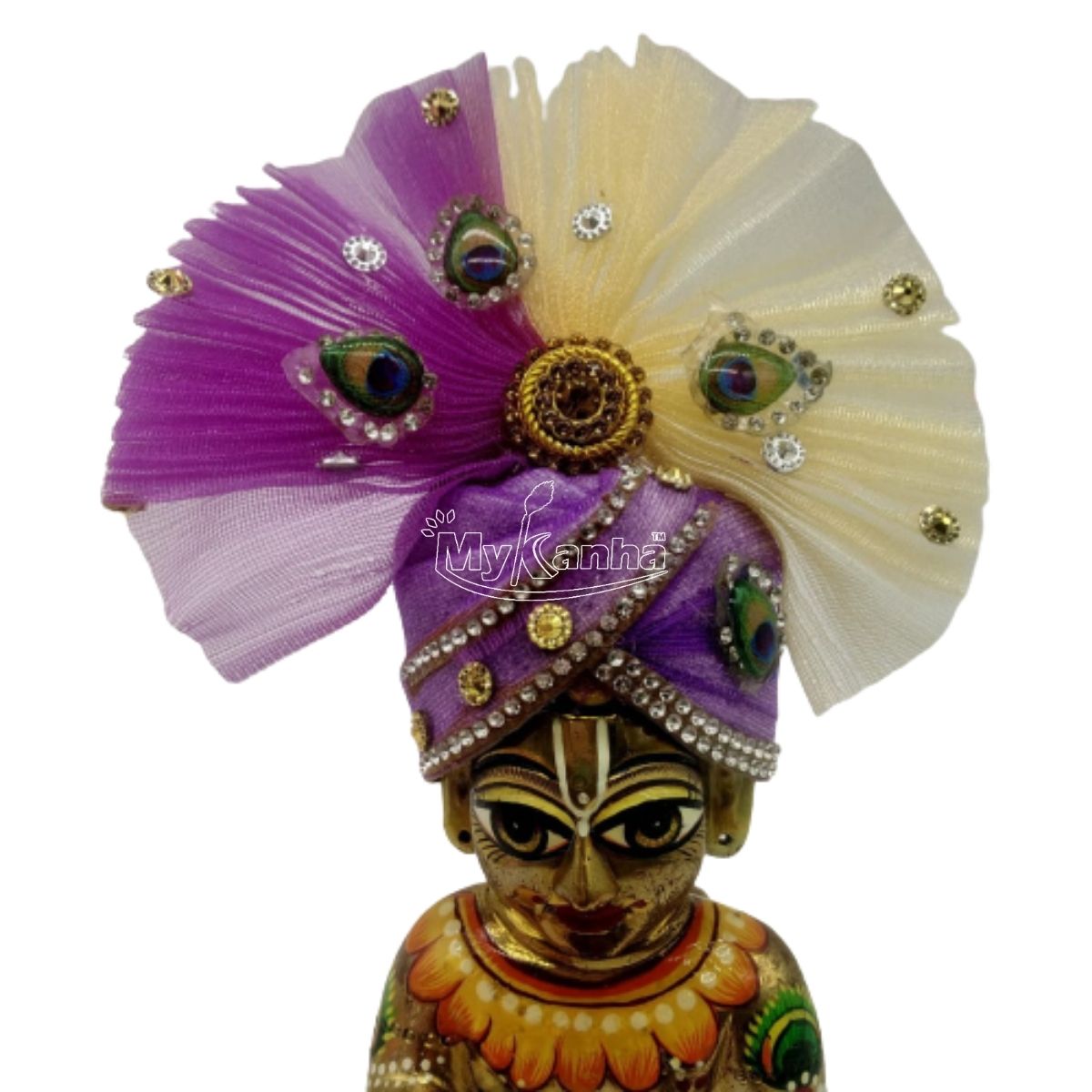 Beautiful Zari And Stone Work Purple Mukut For Kanha Ji