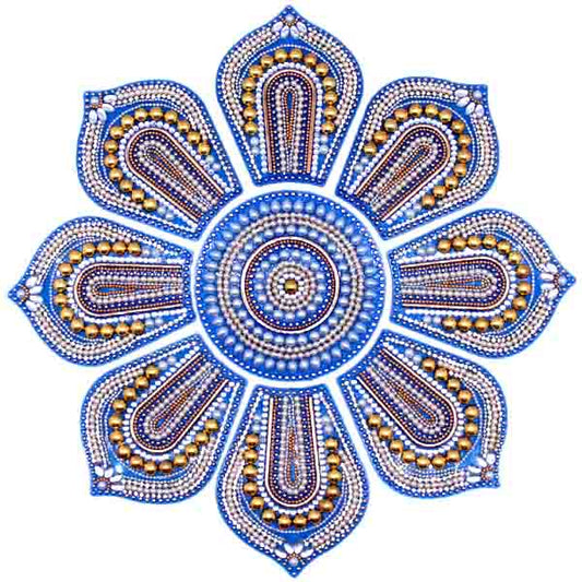 Handmade Decorated Rangoli Blue  (9  Pieces Set)