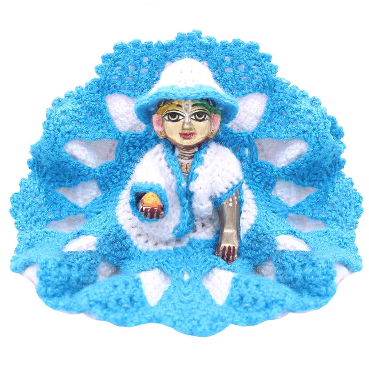 Sky Blue & White designer Winter Dress For Kanha Ji 