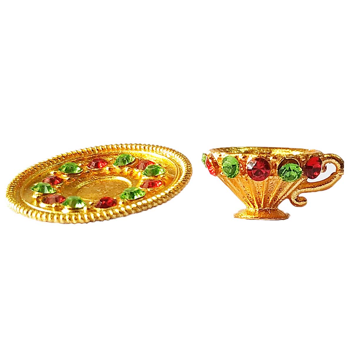 Stone Decorated Cup Plate set Toy for  Decoration