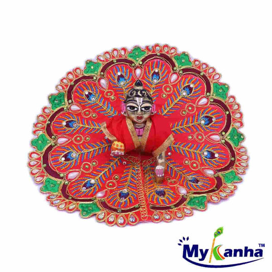 Beautiful Feather Design Dress for Laddu Gopal Ji (Red)
