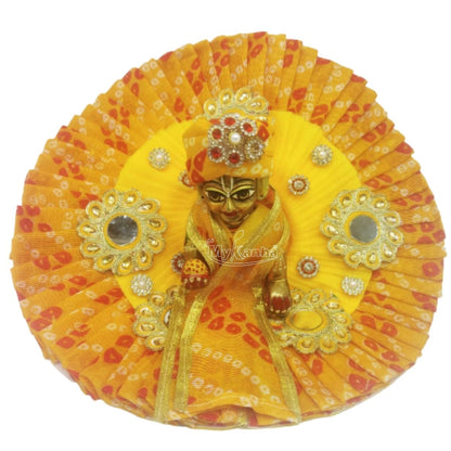 Bhandej Print Decorated Yellow Dress For Laddu Gopal