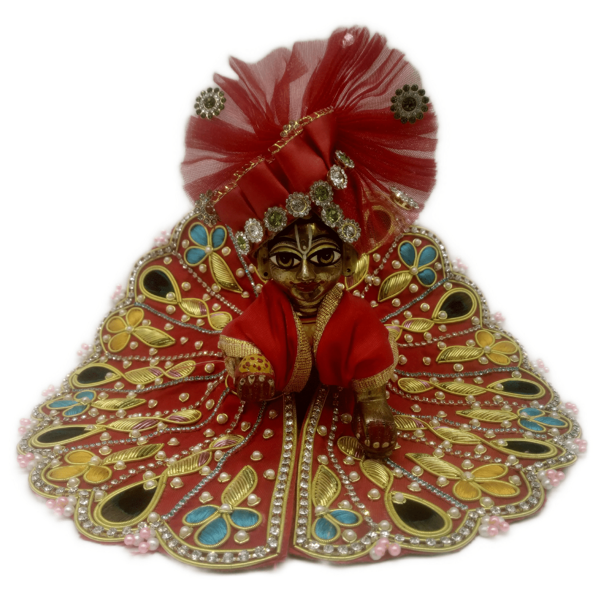 Stone & Zari decorated  red kanha ji dress