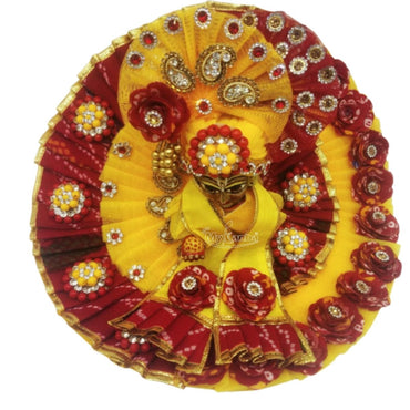 Bhandej Patter Heavy  Yellow & Red Dress For Laddu Gopal