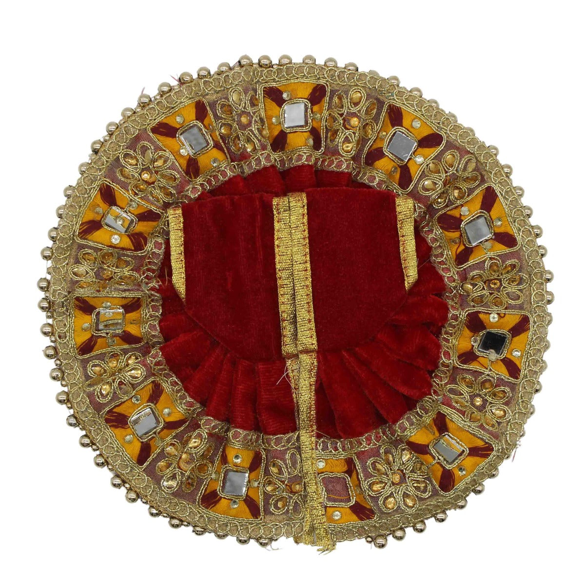 Golden Moti Decorated Red Dress For Laddu Gopal